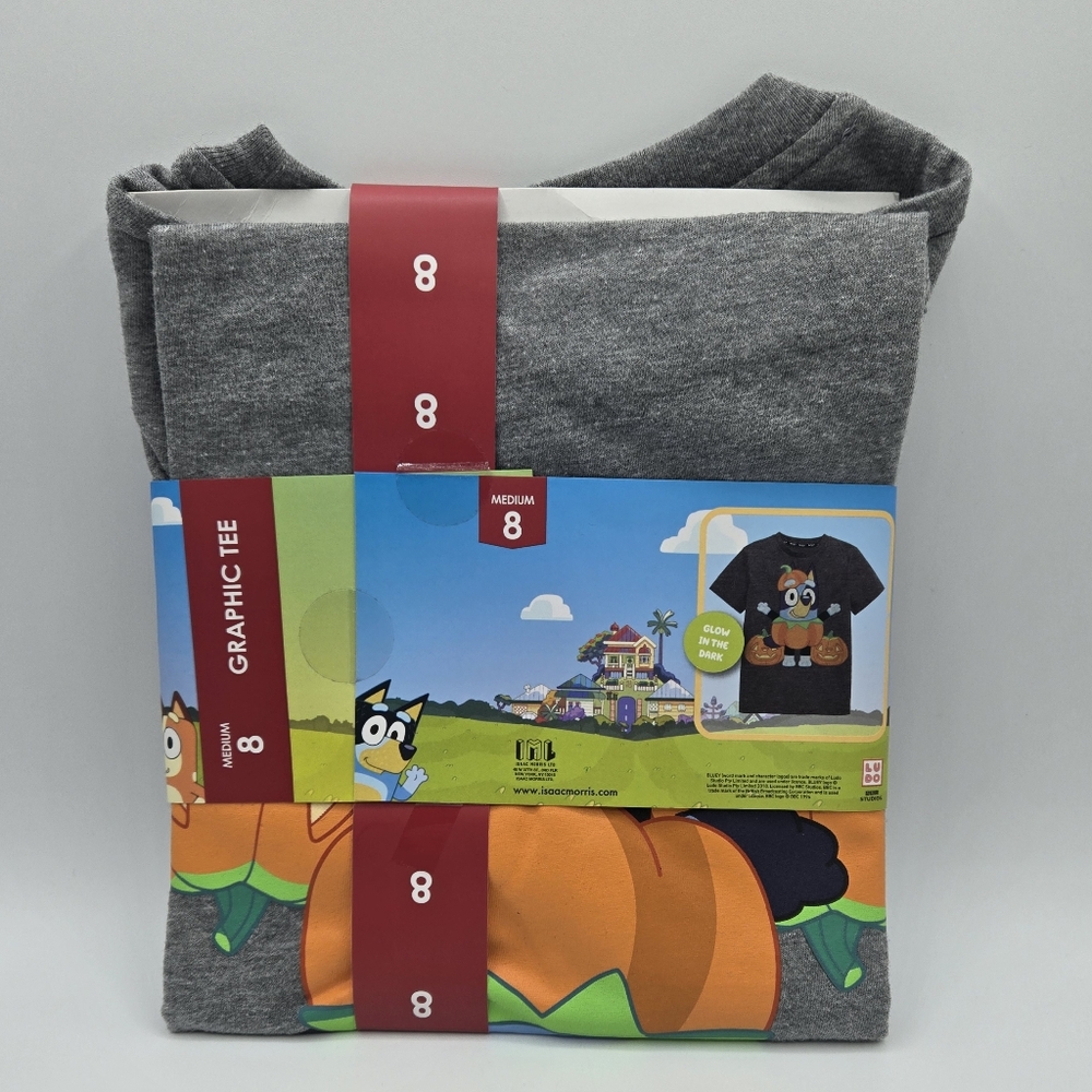 Bluey Unisex Pumpkin Halloween T-Shirt Gray 8 - Picture 3 of 7